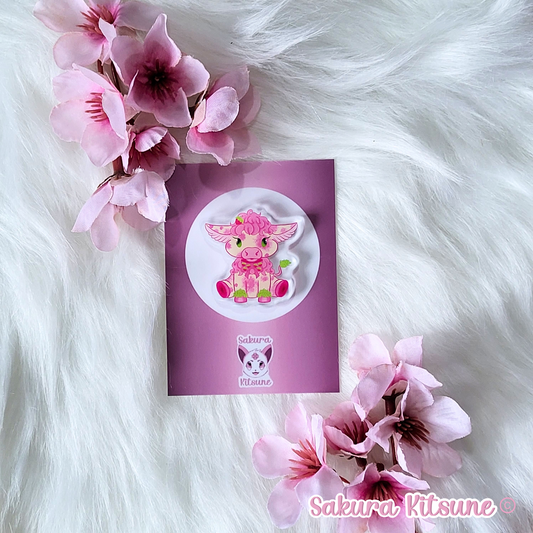 Strawberry Cow Acrylic Pin