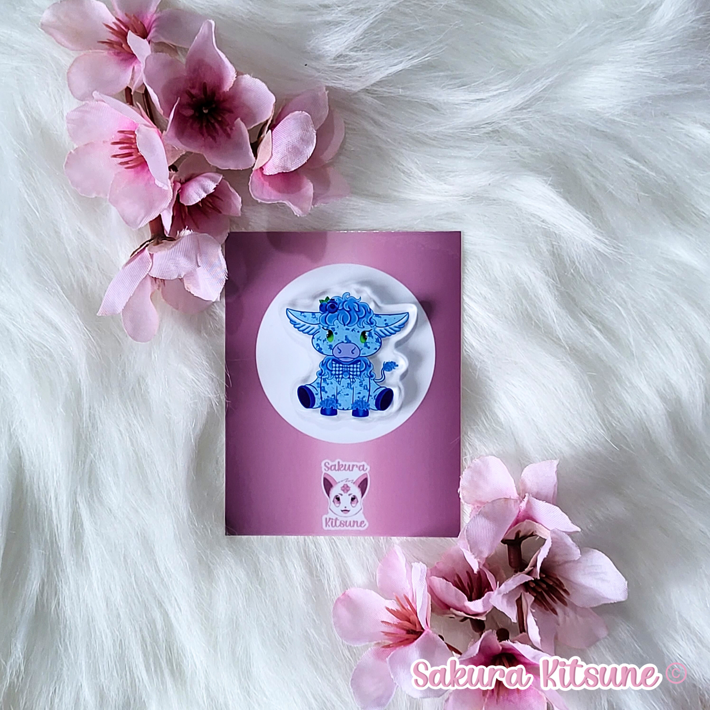 Blueberry Cow Acrylic Pin