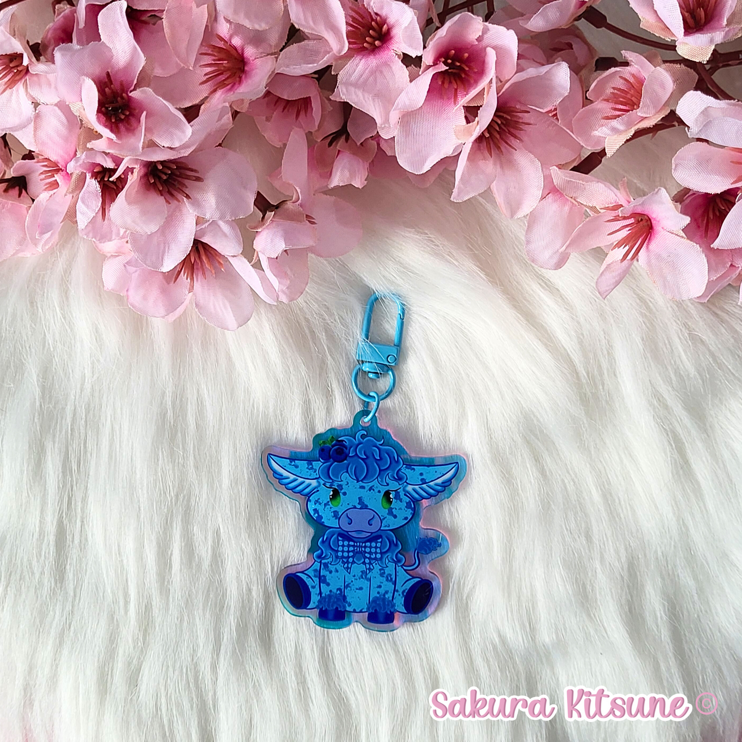 Blueberry Cow Acrylic Keychain