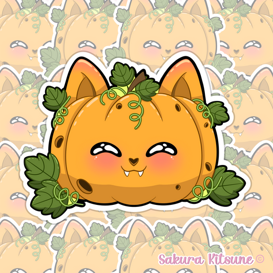 Cute Pumpkin Cat Vinyl Sticker