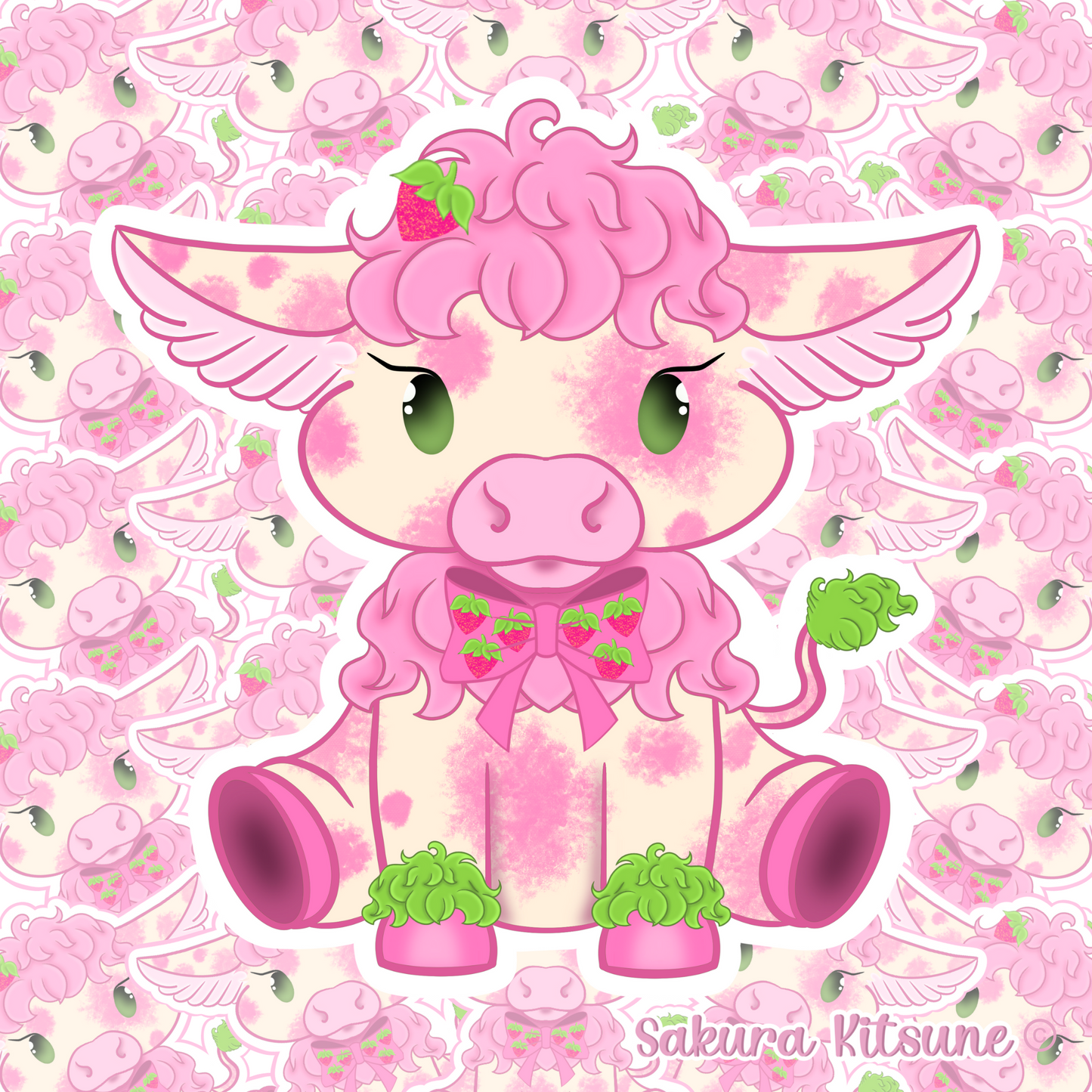 Strawberry Cow Vinyl Sticker