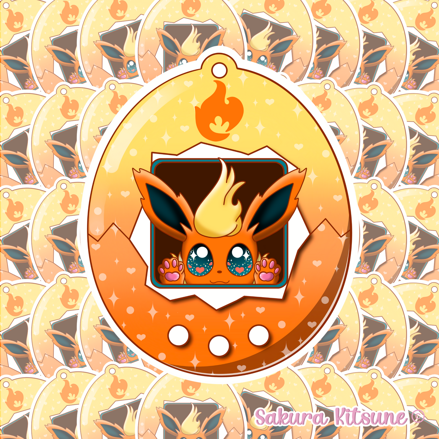 Fire Fox Tamagotchi Vinyl Sticker