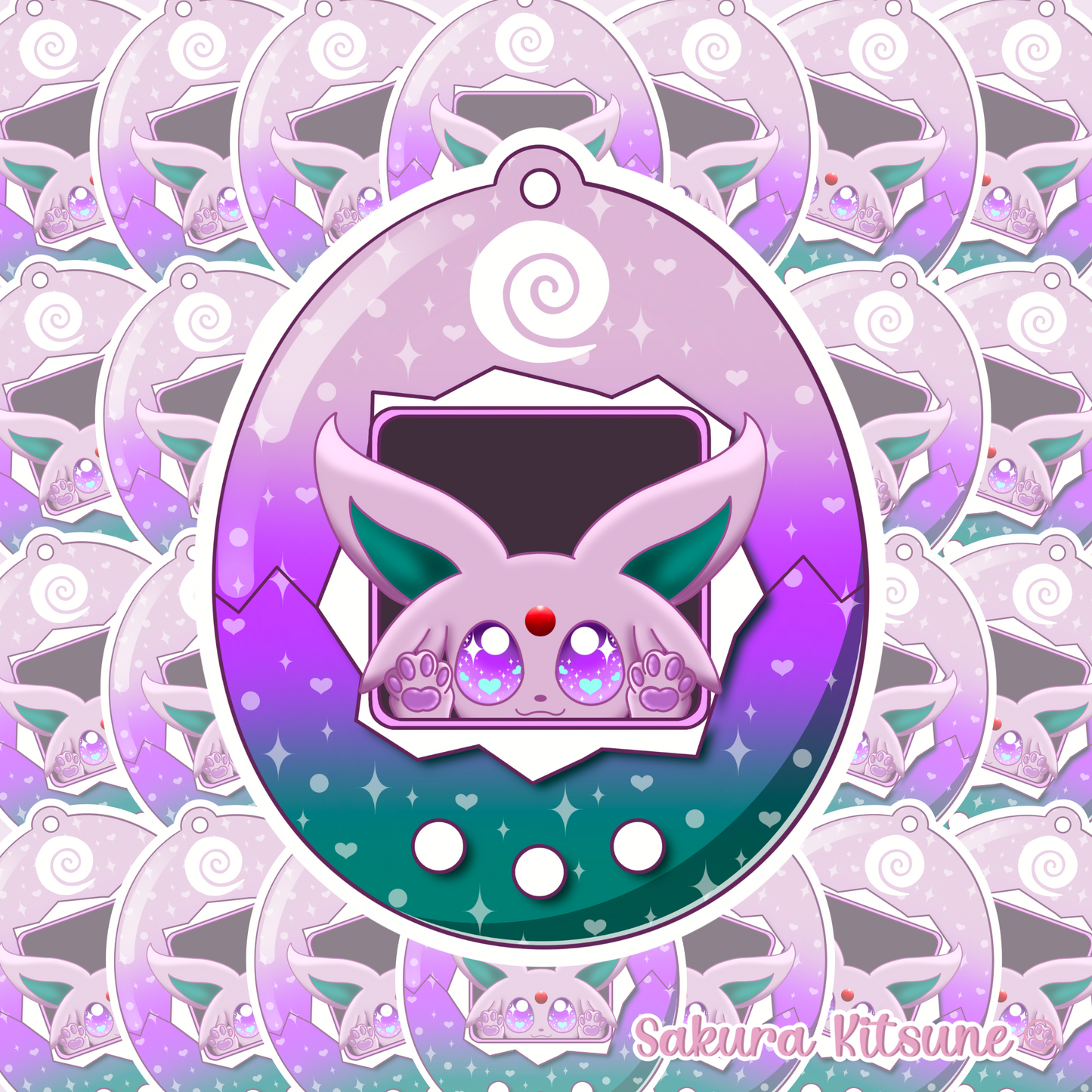 Psychic Fox Tamagotchi Vinyl Sticker