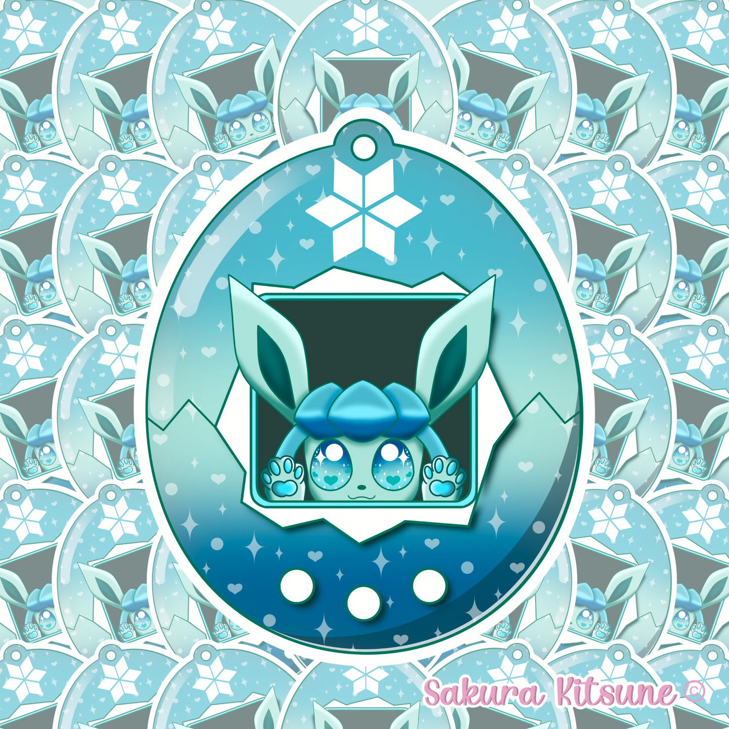 Ice Fox Tamagotchi Vinyl Sticker