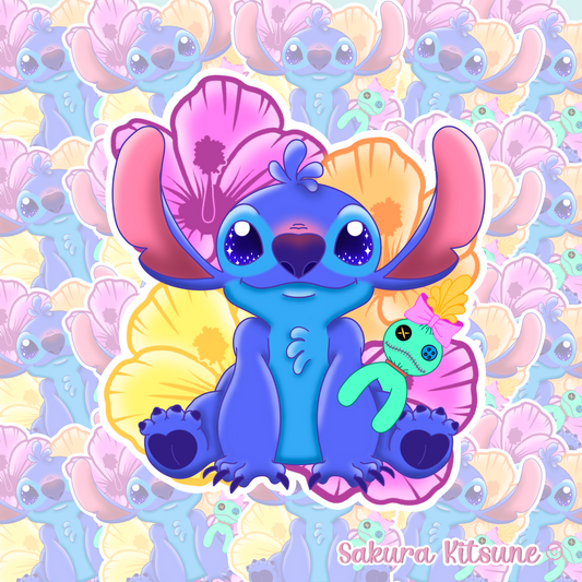 Cute Blue Creature Cartoon Inspired Vinyl Sticker