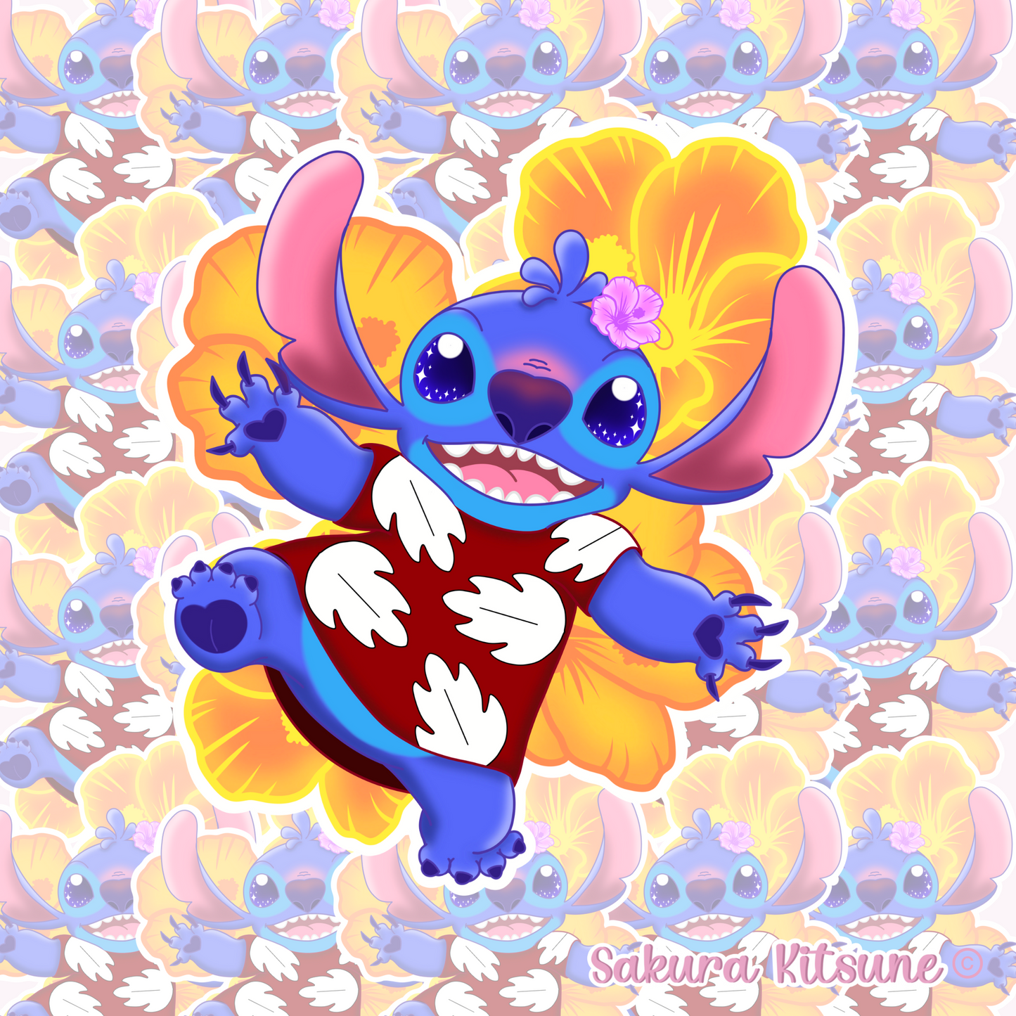 Cute Blue Creature Dressed Up Cartoon Inspired Vinyl Sticker