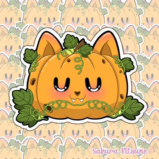 UWU Pumpkin Cat Vinyl Sticker