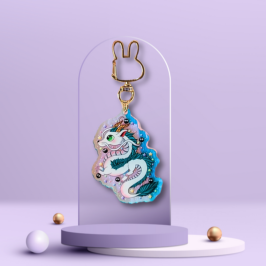 White Dragon Acrylic Keychain