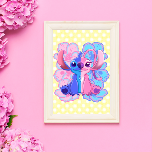 Cute Blue & Pink Creatures Print 5x7