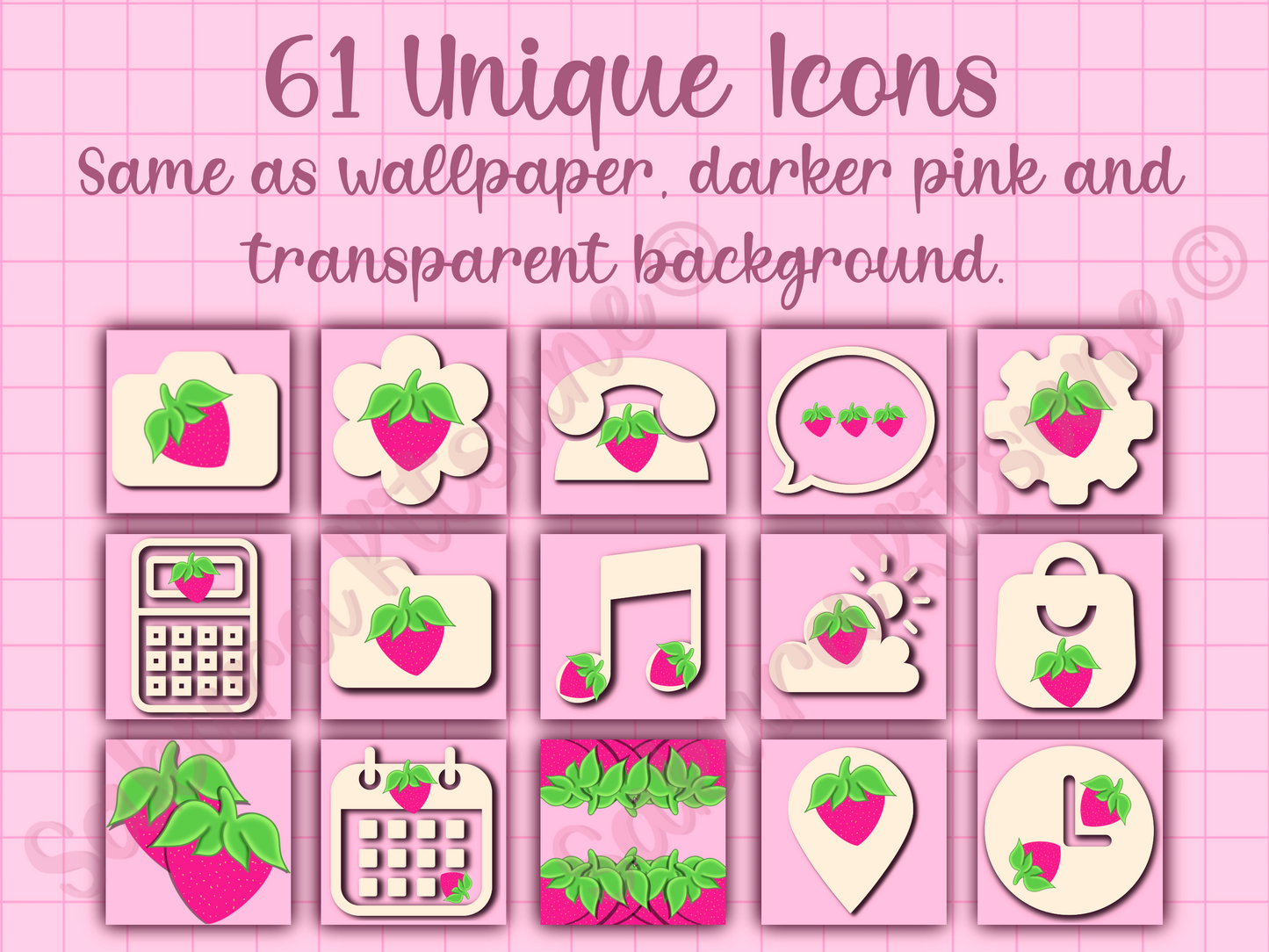 Strawberry Cow Phone Icons and Wallpaper set