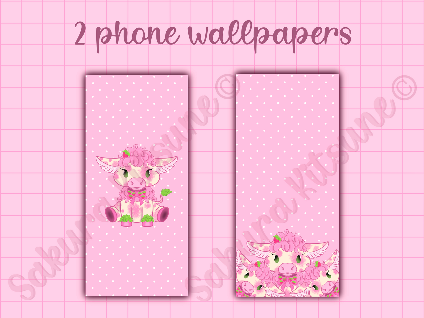 Strawberry Cow Phone Icons and Wallpaper set