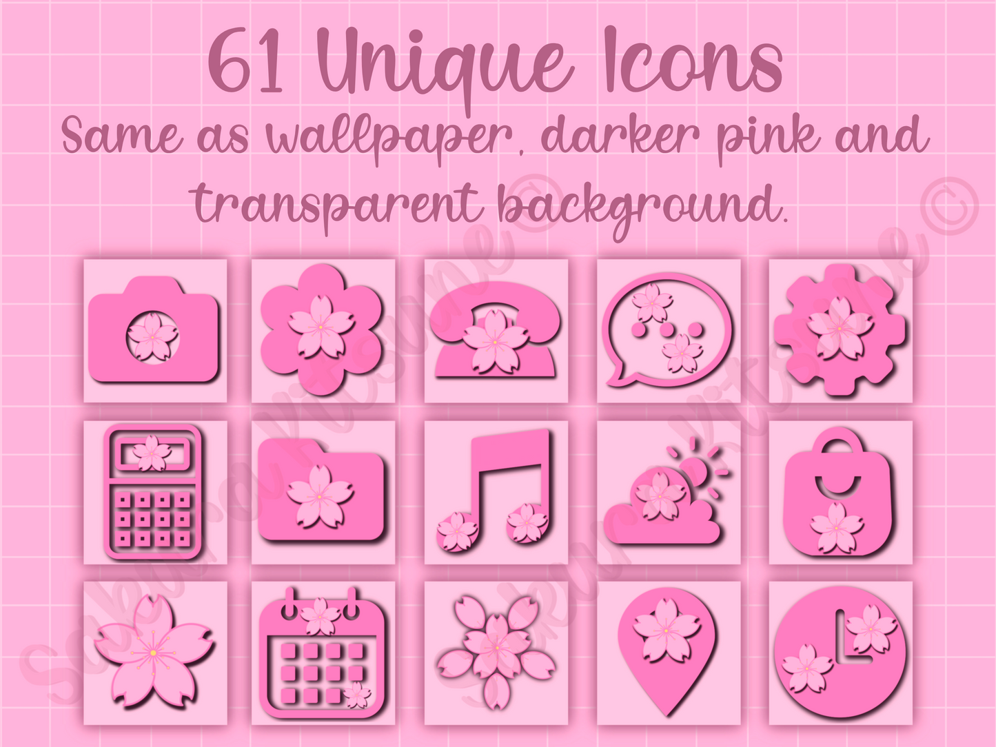 Cherry Blossom Phone Icons and Wallpaper set