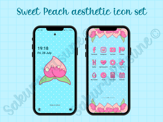 Sweet Peach Phone Icons and Wallpaper set