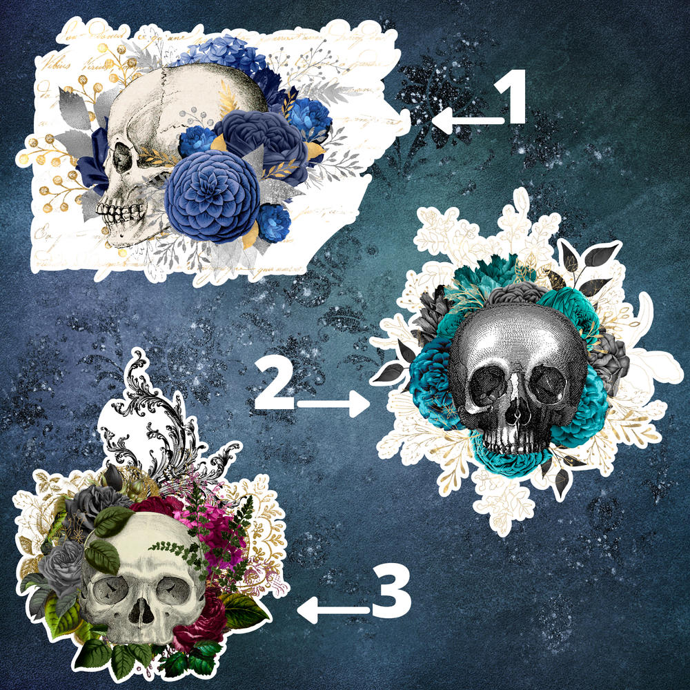 Floral Skulls Vinyl Stickers