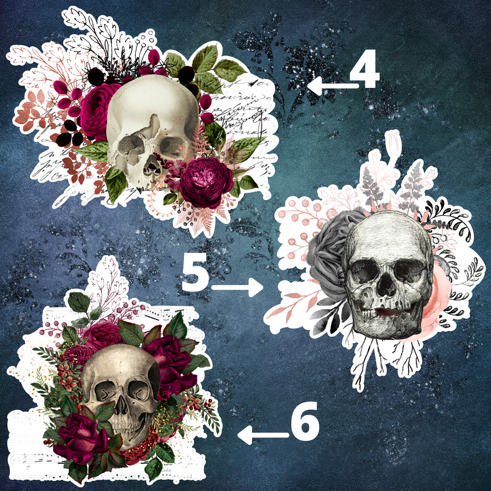 Floral Skulls Vinyl Stickers