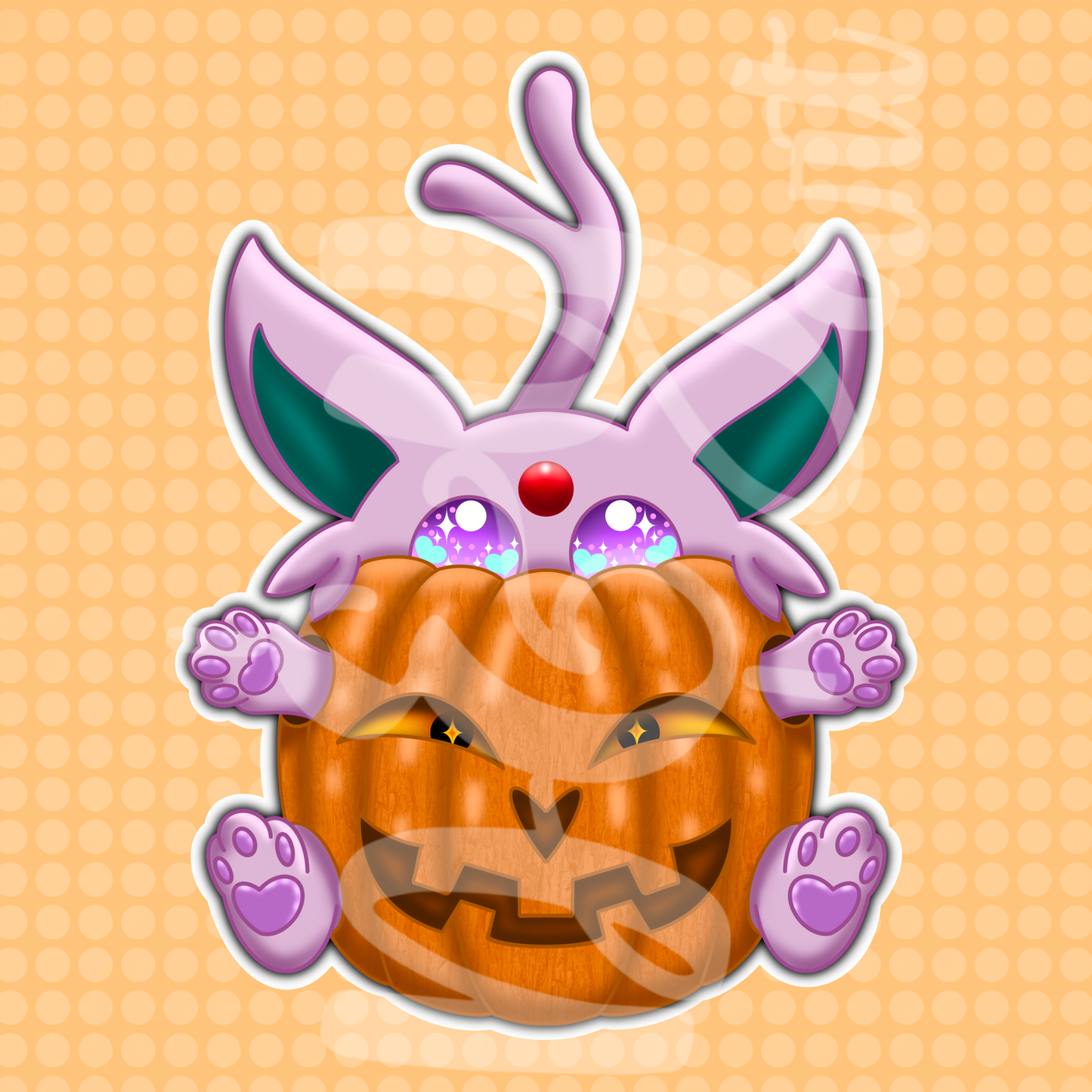 Halloween Pumpkin Psychic Fox Vinyl Sticker